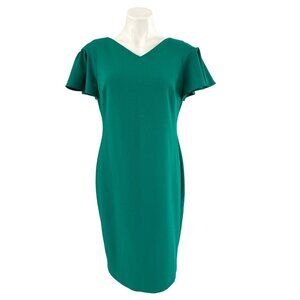 Calvin Klein Flutter Sleeve Sheath Dress, Green Women's Size 12